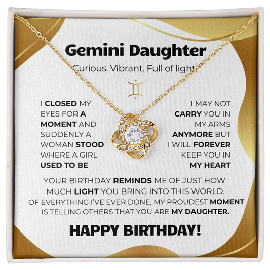 Gemini  Birthday Gold (Necklace + Message Card + Gift Box)